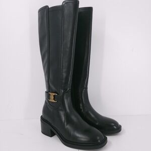Anne Klein Anessa Tall Knee High Black Boots Block Womens Size 5 M ANES01F9